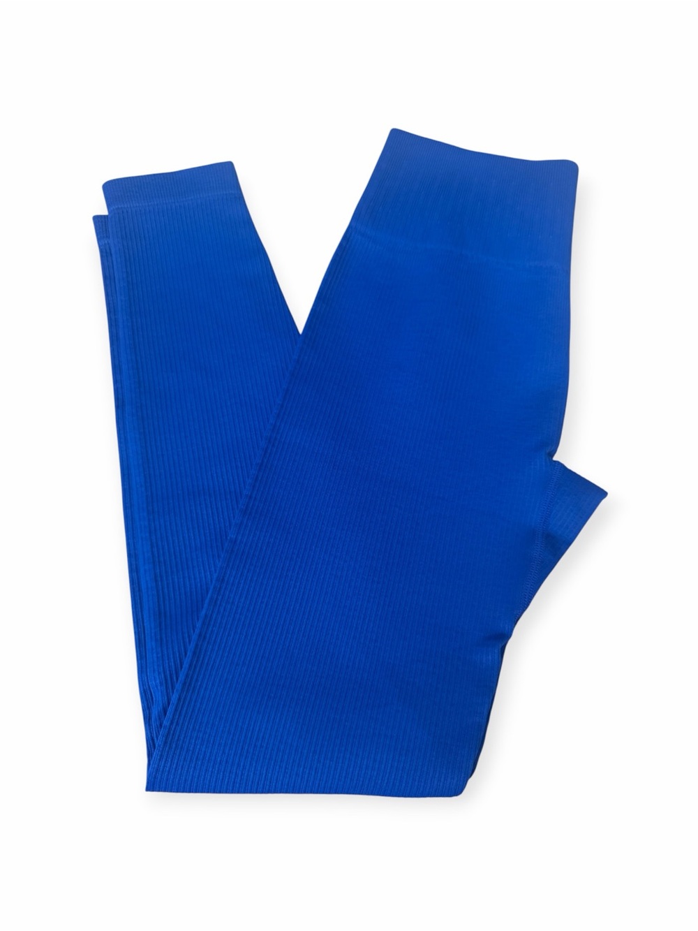 OQQ Cobalt Blue Ribbed Seamless High Waist Leggings Size Small